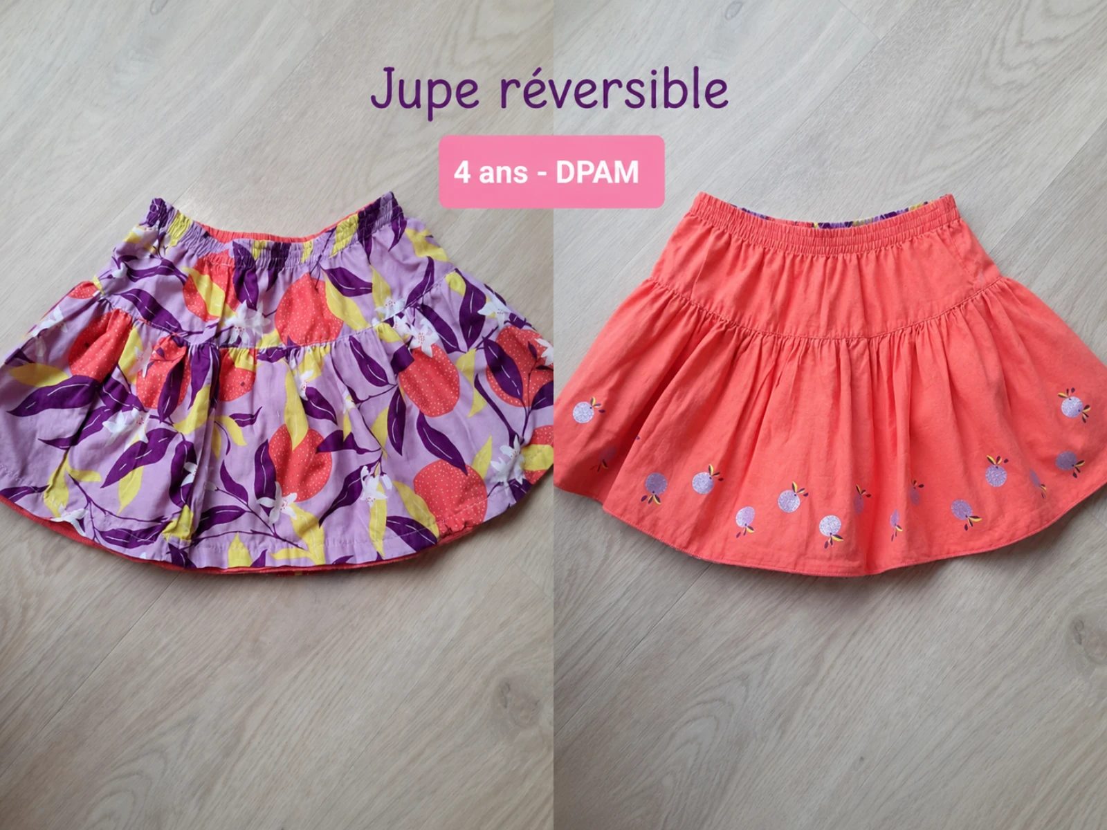 Jupe 4 ans  reversible dpam
